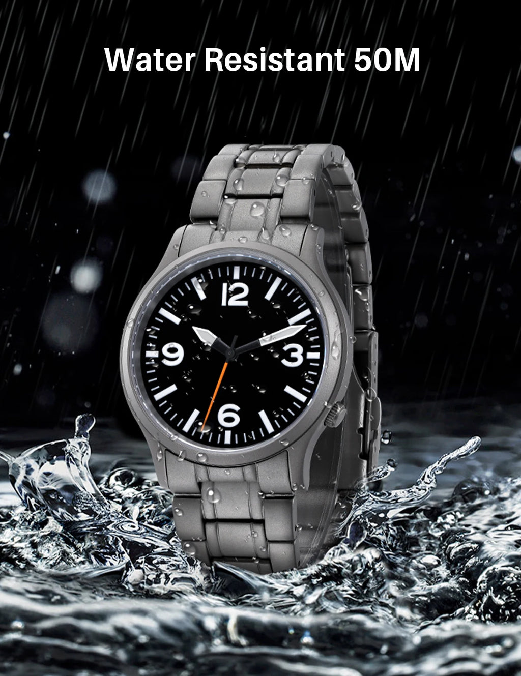 BERNY Full Titanium Watches for Men Super Luminous Sapphire Sports Field Quartz Men's Watch VH31 Wristwatch 5ATM Easy Read