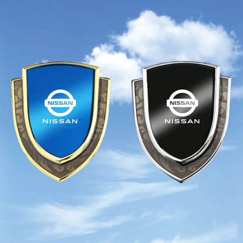 Car Metal Shield Emblem Car Side Fender Body Trunk Badge Sticker for Nissan Qashqai Juke Micra X-Trail Sentra Patrol Accessories