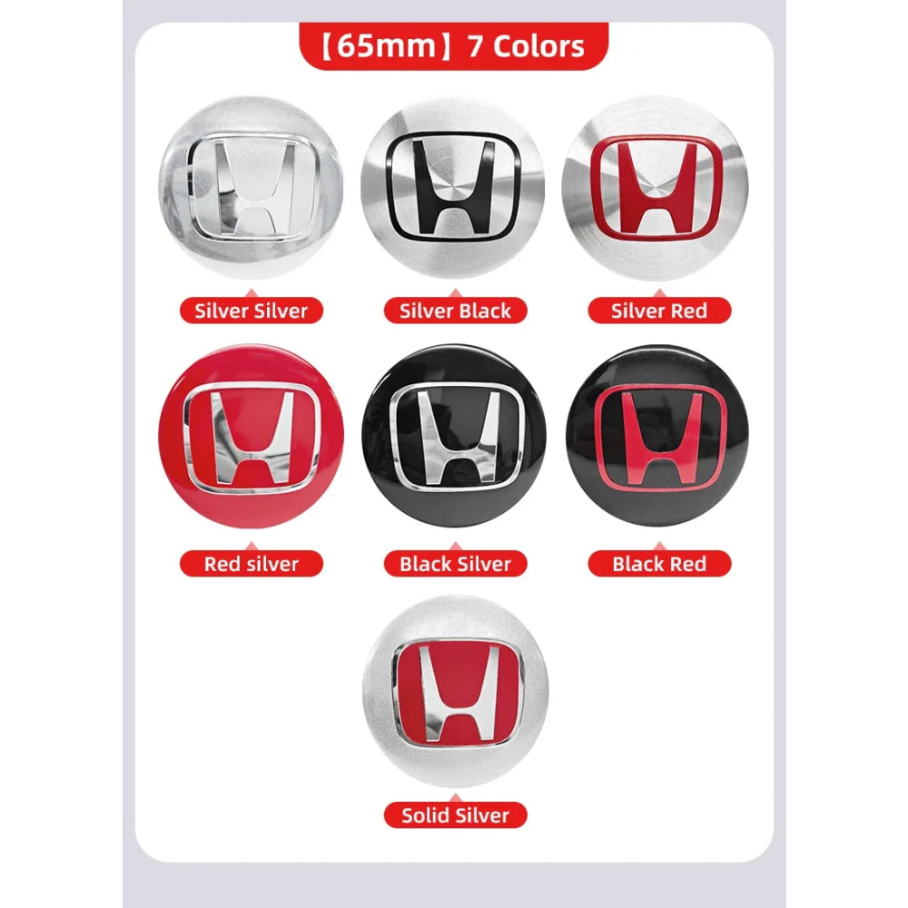 4pcs 56mm 60mm 65mm Car Wheel Center Covers Badge Sticker Stickers For Honda Civic XR-V HR-V Accord Odyssey CRV Insight Fit