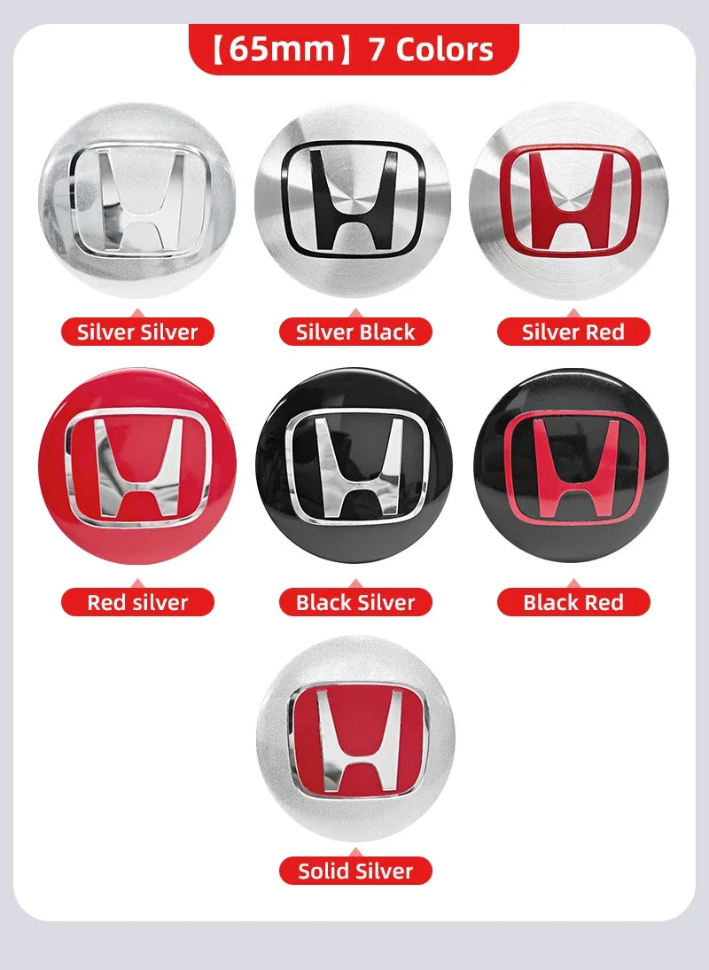 4pcs 56mm 60mm 65mm Car Wheel Center Covers Badge Sticker Stickers For Honda Civic XR-V HR-V Accord Odyssey CRV Insight Fit