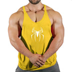 Mens Bodybuilding Faux Cotton Tank Top Gym Fitness Sports Sleeveless Top Skull Print Breathable Tank Top Mens Summer Tank Top