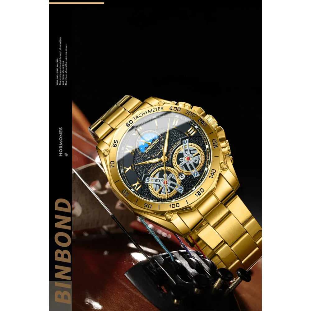 BINBOND Luxury Men Quartz Watches Fashion Concept Decorative Dial Casual Military Sports Wristwatch Waterproof Men's Clock