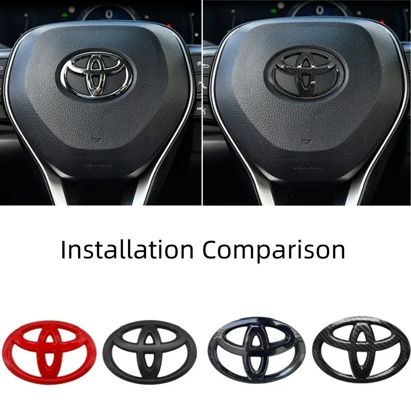 1Pc ABS Steering Wheel Emblem Badge Sticker for Toyota Hilux Prius Avensis Auris Corolla Camry Interior Car Decorate Accessories