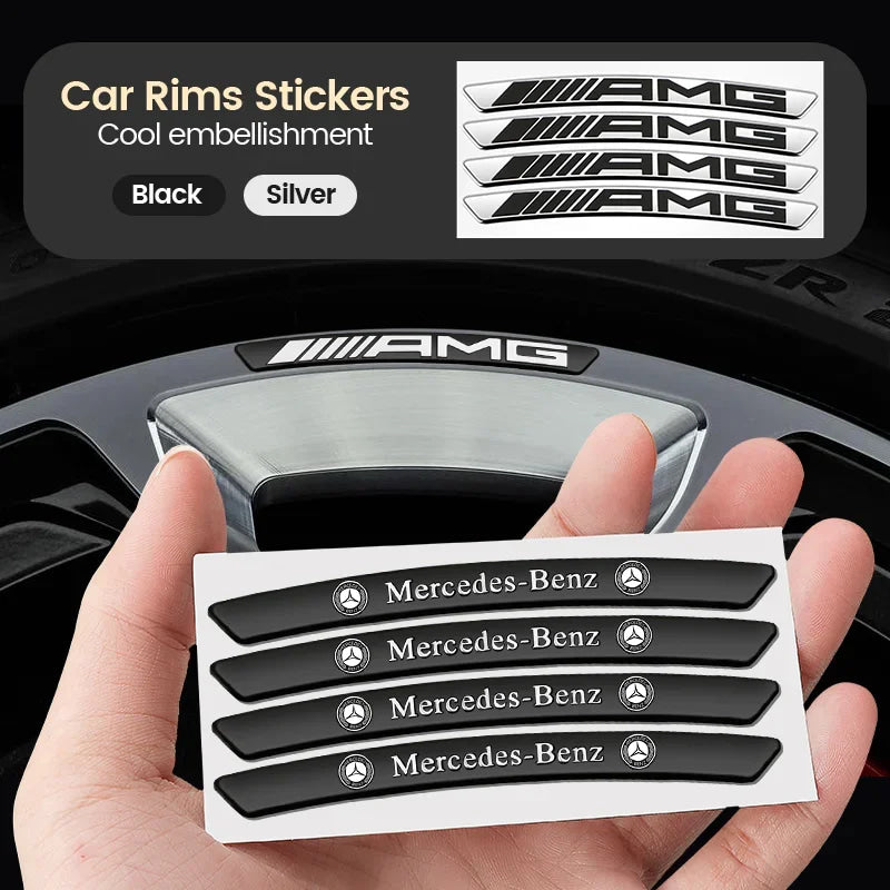 4Pcs Metal Car Wheel Hub Sticker Decorative Accessories For Mercedes Benz AMG GLE GLC W205 W206 W203 W204 W210 W212 W213