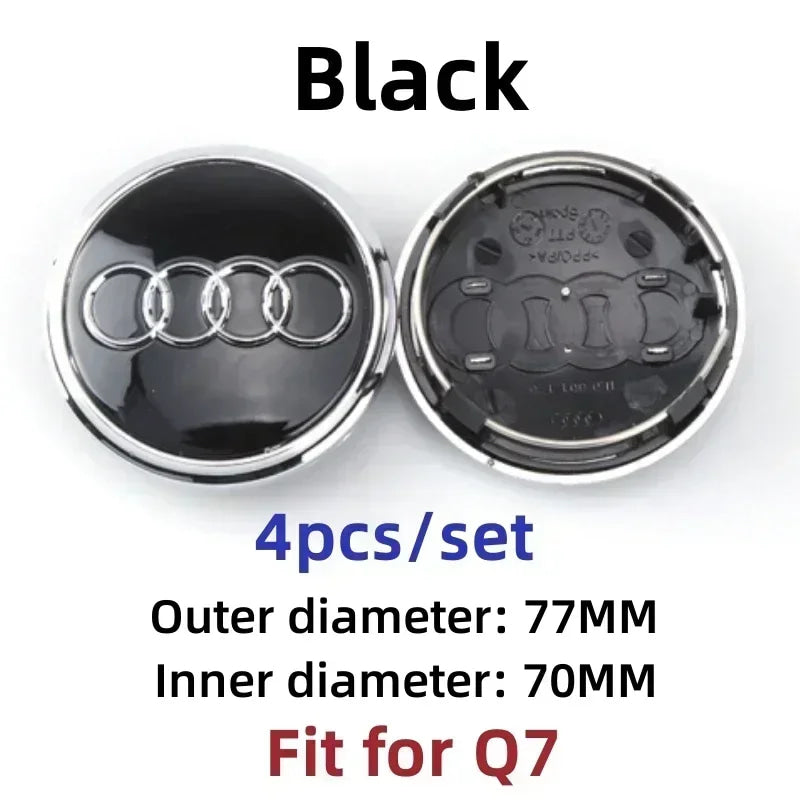 For Audi 60/61/68/69/77MM 4pcs Car Wheel Center Hup Cap Cover A4 A6L A7 A8 A3 A5 A6 S3 S4 Q3 Q5 Q5L Q7 Modification