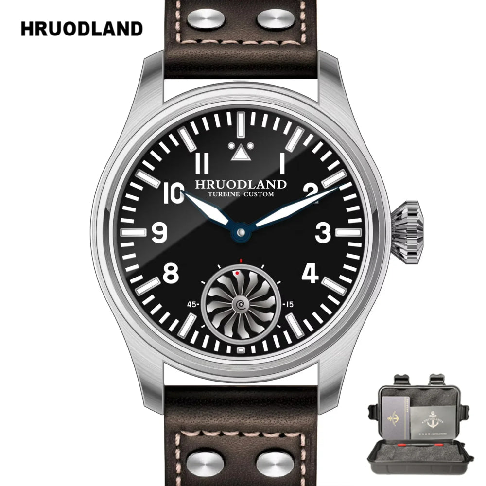 HRUODLAND Pilot Watch for Men BGW-9 Luminous Mechanical Wristwatch 316L Stainless Steel Sapphire Glass 10ATM Waterproof F016