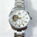 ORIENT Automatic Mechanical Watch Men's Stainless Steel Strap Skeleton Dial White Gold Needle Luminous 50M Waterproof Sapphire