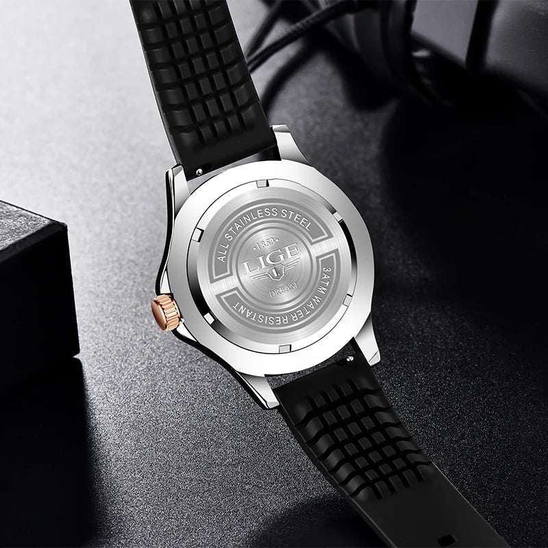 LIGE Men Watch Business Date Watch for Men Luxury Sport Quartz Watches Waterproof Luminous Silicone Wristwatch Relogio Masculino