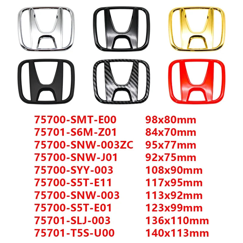 ABS Car Front Hood Grille Emblem Rear Trunk Badge Sticker for Honda CR-V STEPWGN Civic Accord City XR-V Envix ODYSSEY VEZEL Fit