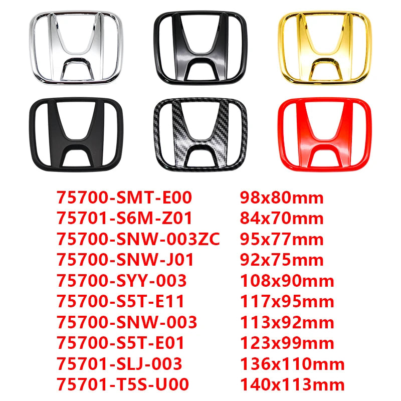 ABS Car Front Hood Grille Emblem Rear Trunk Badge Sticker for Honda CR-V STEPWGN Civic Accord City XR-V Envix ODYSSEY VEZEL Fit