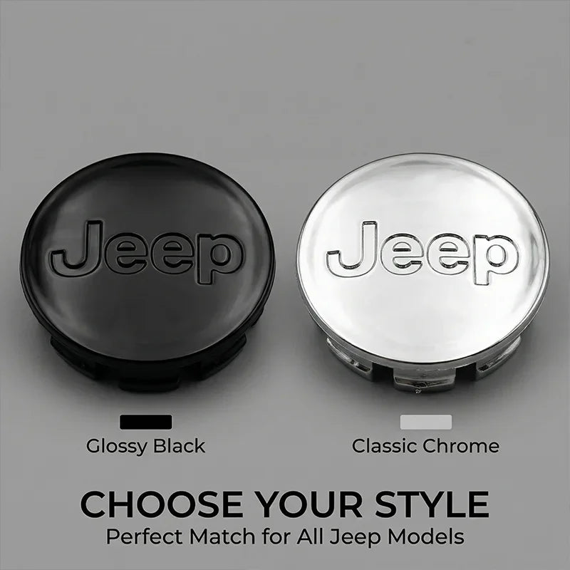 4Pcs 56mm Embossed Logo Rim Center Covers Wheel Center Hub Caps for Jeep Renegade Compass Wrangler JK Patriot Grand Cherokee SRT