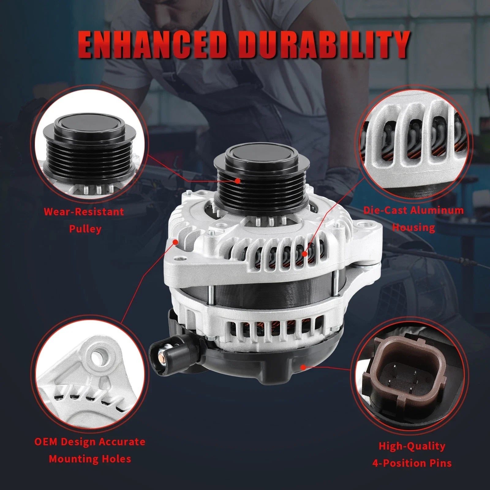OE#104210-1240 12V 130A 6PK Alternator For Honda Accord Pilot Odyssey 3.5L V6 2011-2015
