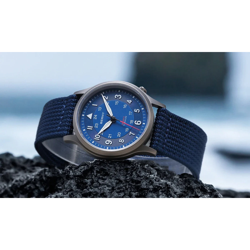 BERNY Titanium Watches for Men Classic Mens Field Watch Easy Read Outdoor Quartz Wristwatch Super Luminous Sapphire 5ATM