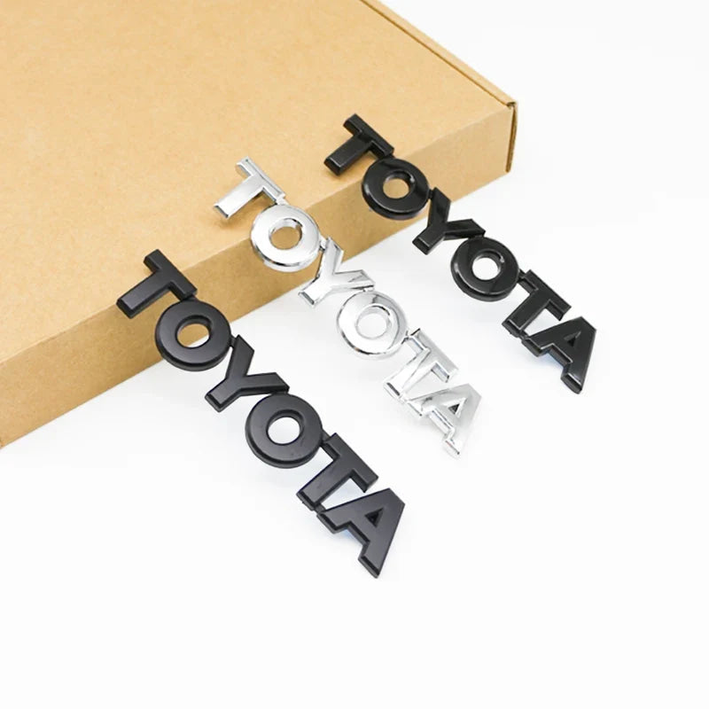 3D ABS TOYOTA Letters Emblem Rear Trunk Badge Logo Nameplate Sticker Black Chrome For Hilux Highlander Yaris RAV4 Camry Corolla