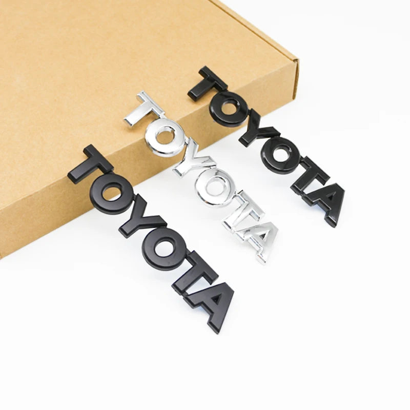 3D ABS TOYOTA Letters Emblem Rear Trunk Badge Logo Nameplate Sticker Black Chrome For Hilux Highlander Yaris RAV4 Camry Corolla