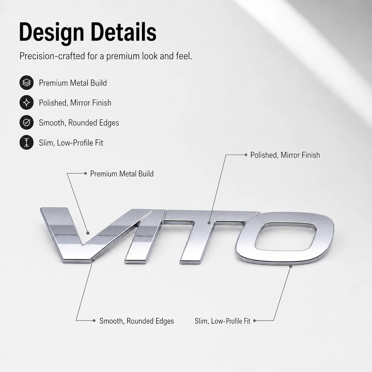 For Fujian Benz Mercedes Benz VITO 3D Metal Rear Trunk Emblem Badge Sticker Tailgate Body Letter Logo Decal Trim Car Accessory