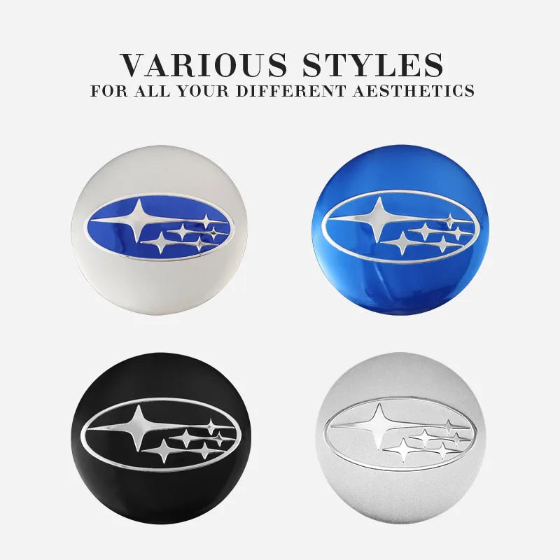4Pcs Auto Wheel Stickers Car Center Hub Cap Decal For Subaru STI WRX Forester Impreza Legacy Outback XV WAS Ascent Atenza BRZ