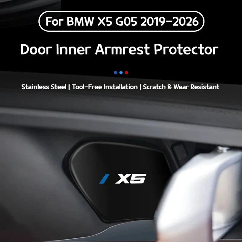 4Pcs Car Inner Door Bowl Guard Stainless Steel For BMW X5 G05 2019-2026 Car Door Handle Protective Trim Exterior Accessories