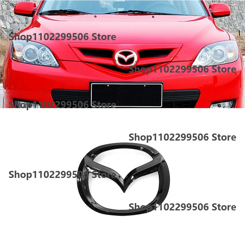 Mazda 3 sport glossy black ABS Car Front Grille Eemblem Rear Trunk Badge Sticker For 2008-2013 Mazda 3 Logo Accessories