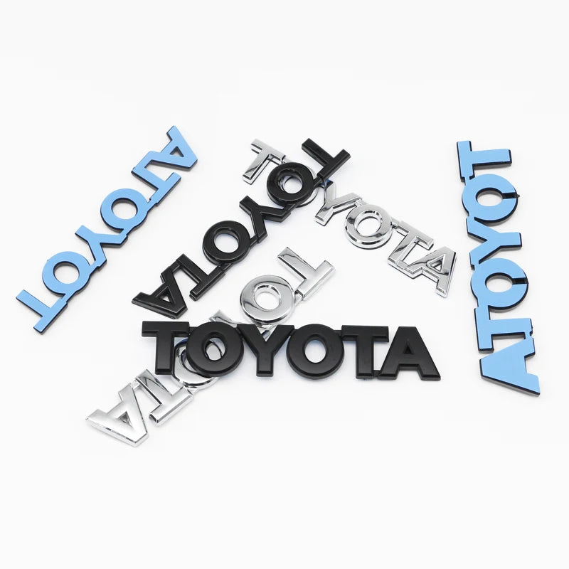 3D ABS TOYOTA Letters Emblem Rear Trunk Badge Logo Nameplate Sticker Black Chrome For Hilux Highlander Yaris RAV4 Camry Corolla
