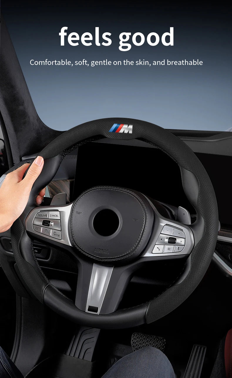 Perforated Breathable Leather Car Steering Wheel Cover Accessories For BMW E90 G80 M3 G30 M5 F82 F83 F20 F21 G42 F95 F96 G06 G07