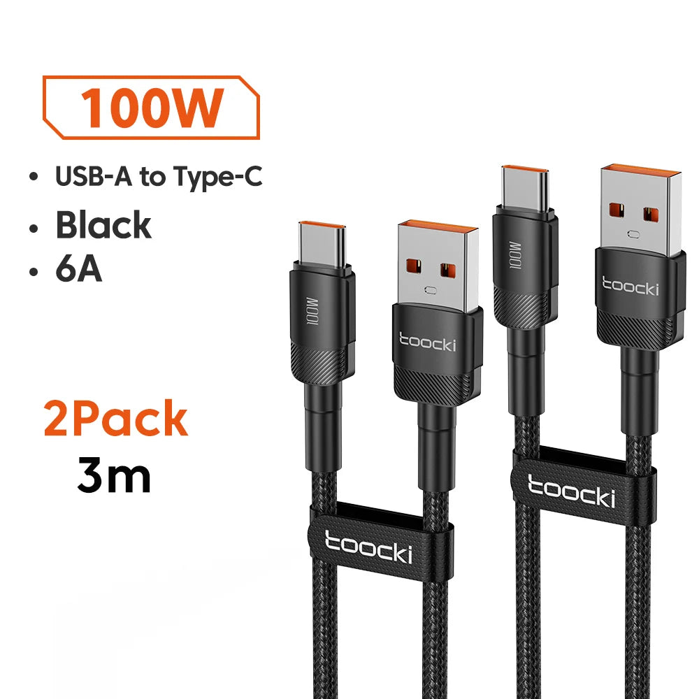 Toocki 6A Cable USB a tipo C para Huawei Xiaomi PD 100W cargador de carga rápida Cable de datos USB C carga rápida para Samsung Oneplus