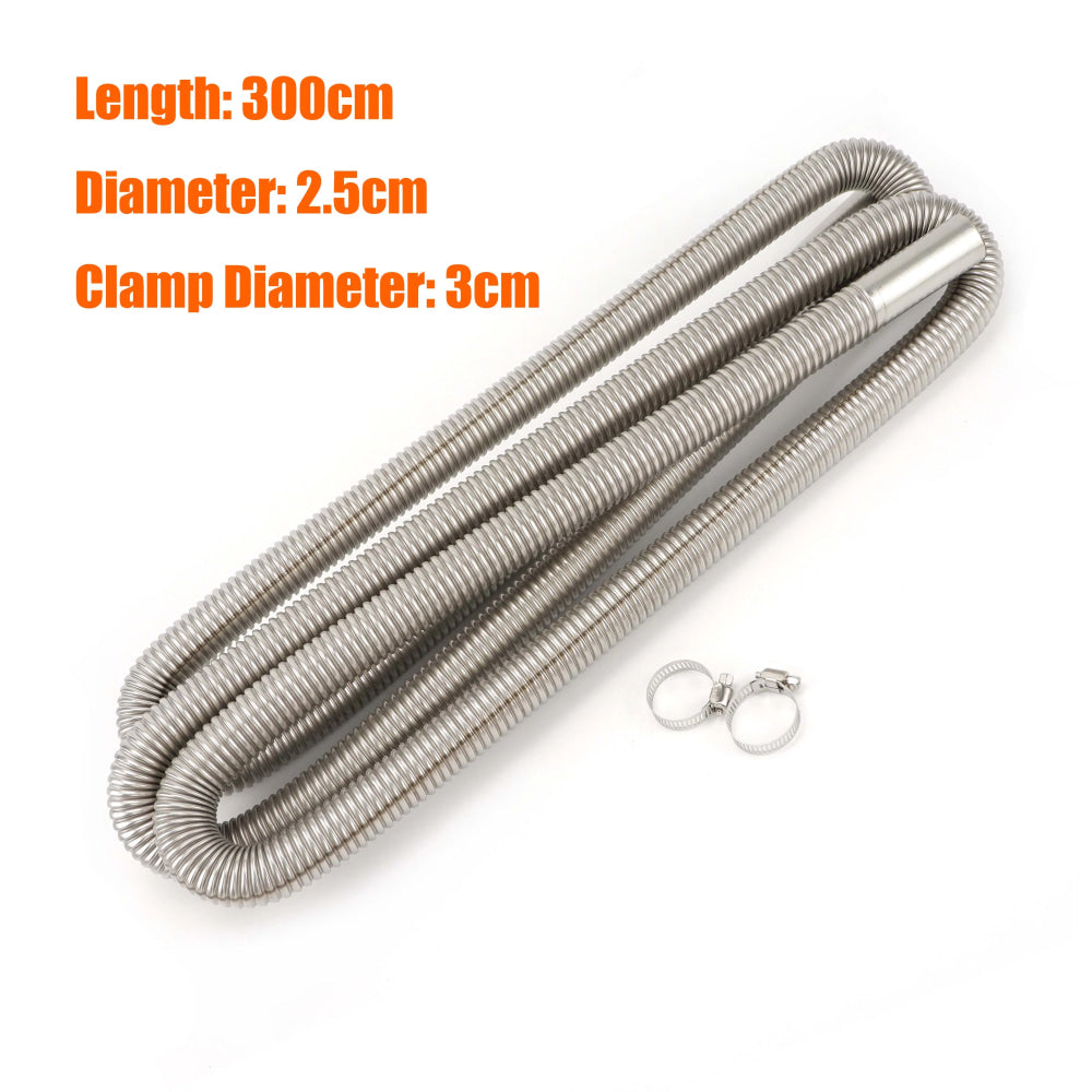 60cm 100cm 120cm 150cm 200cm 250cm 300cm Air Diesel Parking Heater Stainless Steel Exhaust Pipe Tube Gas Vent Hose Car Truck VAN
