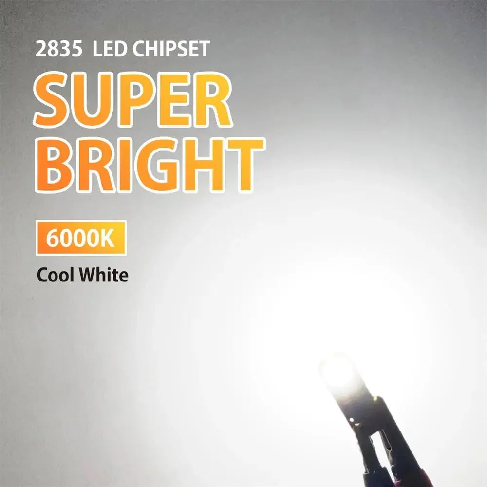 10/2Pcs T10 W5W LED Canbus No Error 194 168 501 Bulb 5W5 Car Interior Lights Lamp Map Dome Reading Lights 12V 6000K White