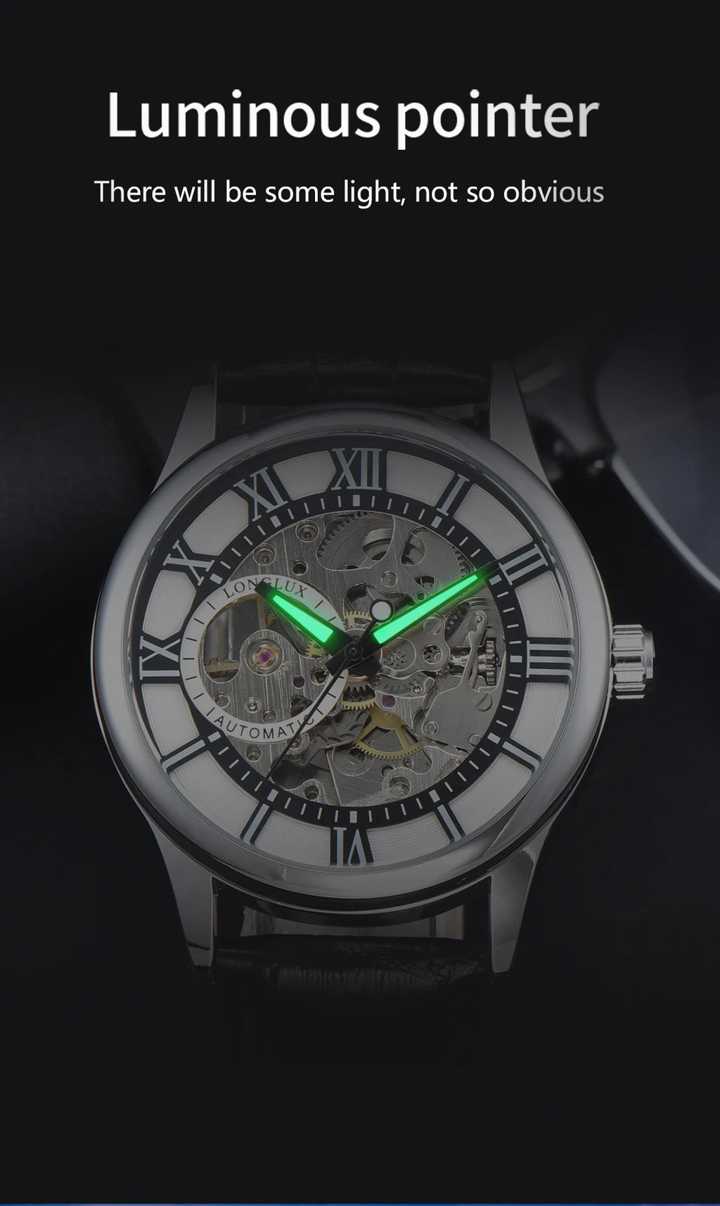 Men automatic watch luxury rome mechanical watches waterproof skeleton noctilucent leather mens watch choice of gift giving