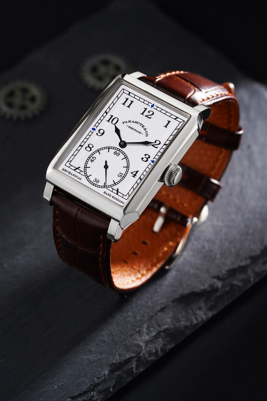 FARASUTE 2026 New Retro Wristwatches Men Casual Manual Square Customized Mechanical Movement Watch Male Sapphire Glass reloj