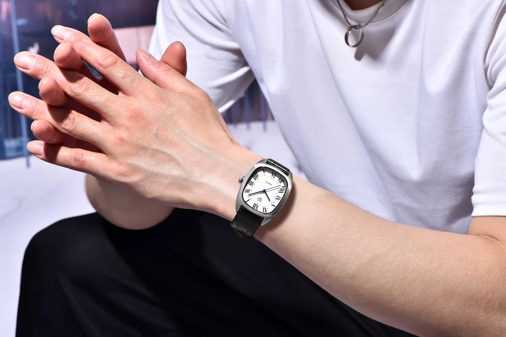 RollsTimi 2026 New Men's Watches Top Brand Luxury Oval Quartz Watch For Men Fashion Watch Man Waterproof VH31 Clock Gift Leathe
