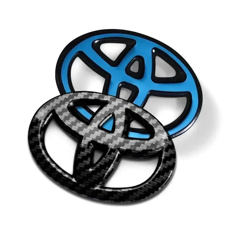 1PC Car Steering Wheel Decorative Sticker 6.5X4.5cm Carbon fiber Emblem For Toyota Hilux Prius Avensis Verso Corolla Camry