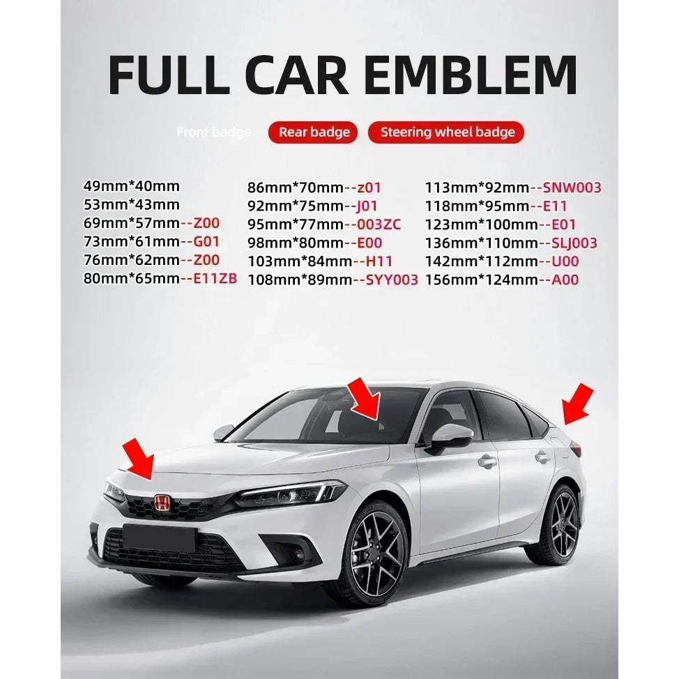3D Chrome 'H' Emblem for Honda - Steering Wheel Badge ABS Car Front Grill Trunk Sticker Auto Styling Accessories