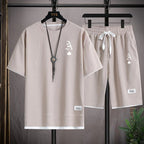 Fashionable casual men's sports suit short-sleeved T-shirt and outdoor summer sports shorts two-piece set daily casual