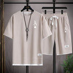 Fashionable casual men's sports suit short-sleeved T-shirt and outdoor summer sports shorts two-piece set daily casual