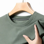 Nueva camiseta de manga corta con cuello redondo y gofres de verano para hombre, Top de manga corta