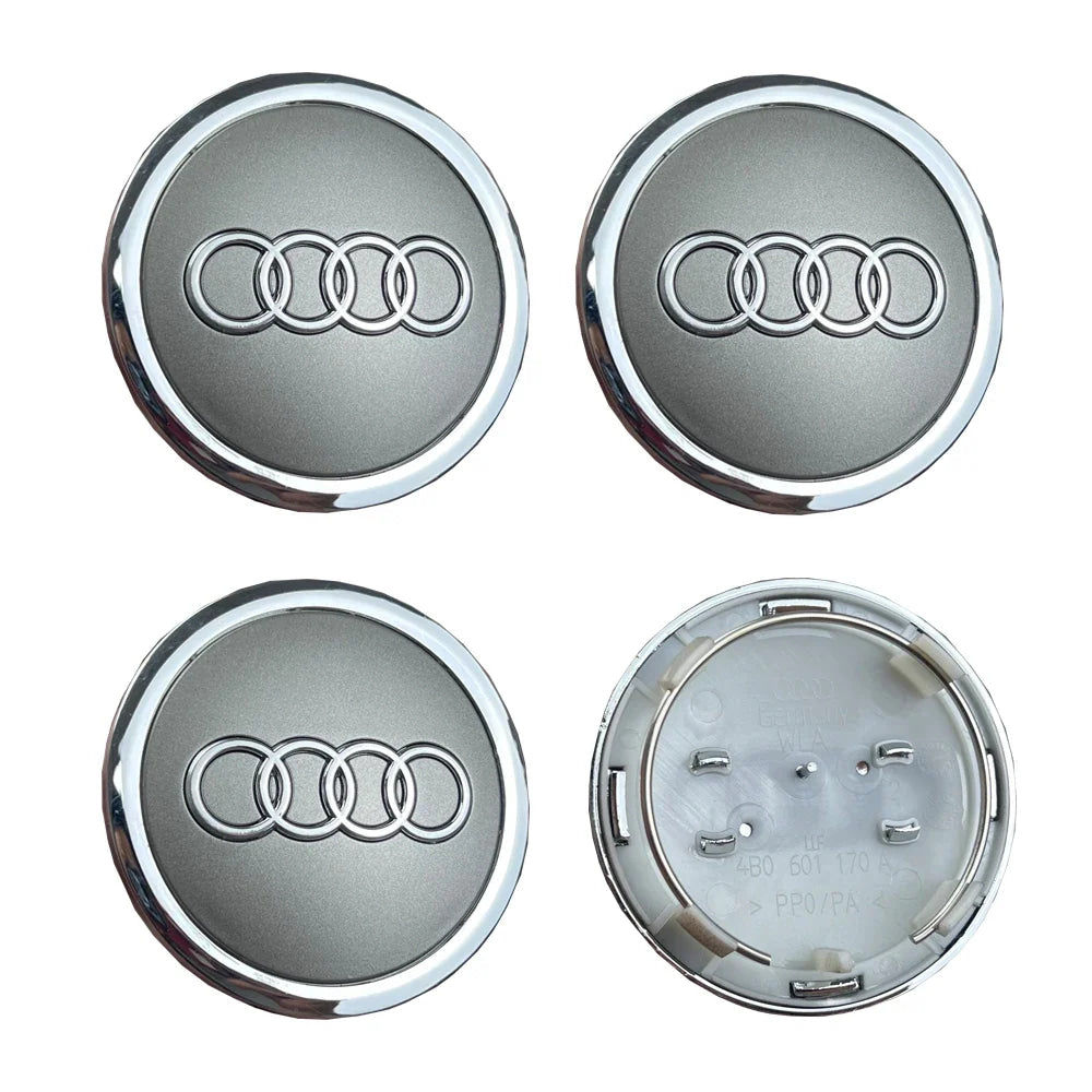 4pcs For Audi Q3 Q4 Q5 Q7 S3 S4 S5 S6 S7 TT A1 A2 A3 A4 A5 A6 A7 Q2 60mm 61mm 68mm 69mm Car Wheel Center Cap Hub Covers Badge