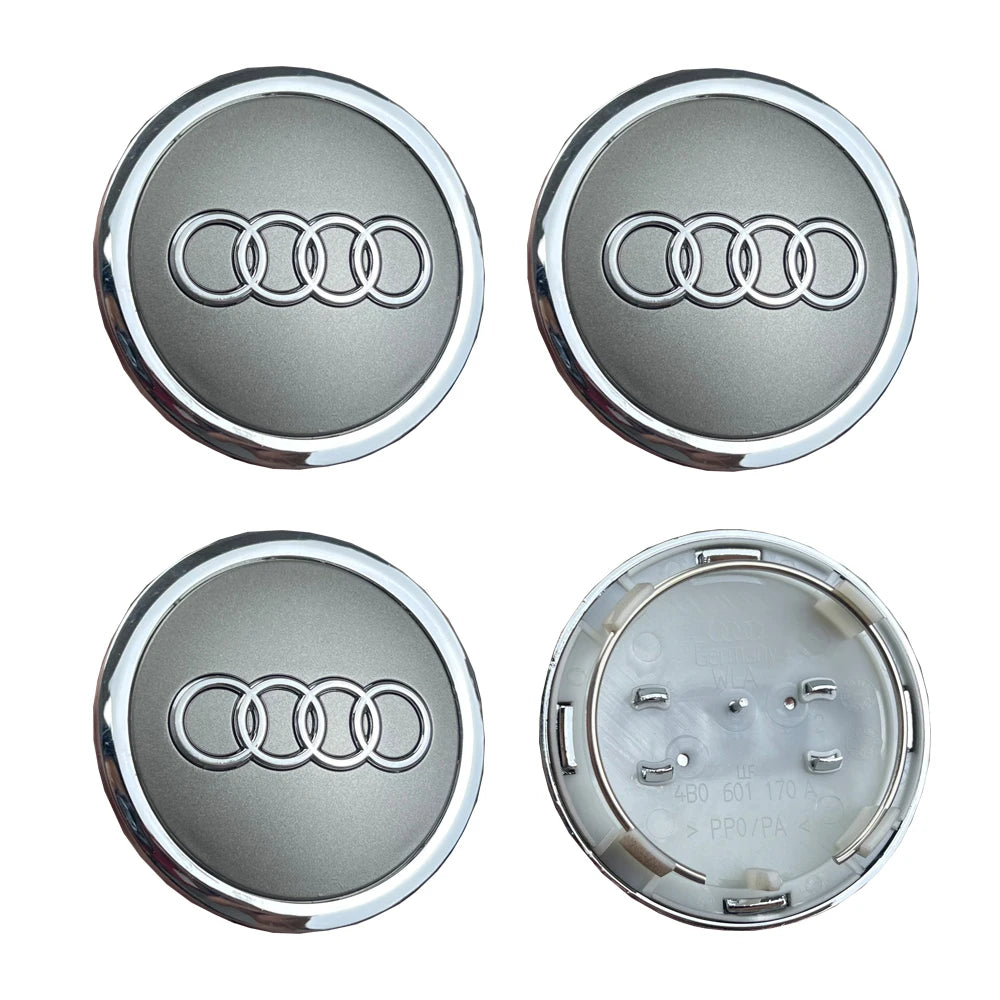 4pcs For Audi Q3 Q4 Q5 Q7 S3 S4 S5 S6 S7 TT A1 A2 A3 A4 A5 A6 A7 Q2 60mm 61mm 68mm 69mm Car Wheel Center Cap Hub Covers Badge