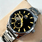 ORIENT Automatic Mechanical Watch Men's Stainless Steel Strap Skeleton Dial White Gold Needle Luminous 50M Waterproof Sapphire