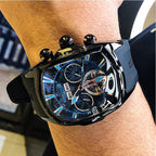 Reef Tiger 316L Stainless Steel Wine Barrel Automatic Watch Fashion Mulitfunction Tourbillon Mechanical Watches for Men RGA3069