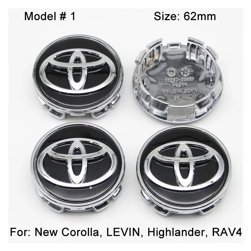 4Pcs 57/62mm Car Wheel Center Hub Cap Rim Cover For Toyota Corolla RAV4 LEVIN Yaris C-HR Camry Prado Prius Car Auto Accessories