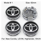 4Pcs 57/62mm Car Wheel Center Hub Cap Rim Cover For Toyota Corolla RAV4 LEVIN Yaris C-HR Camry Prado Prius Car Auto Accessories