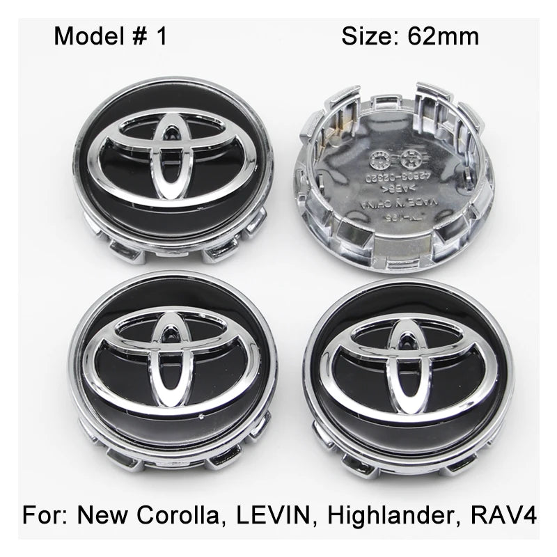 4Pcs 57/62mm Car Wheel Center Hub Cap Rim Cover For Toyota Corolla RAV4 LEVIN Yaris C-HR Camry Prado Prius Car Auto Accessories