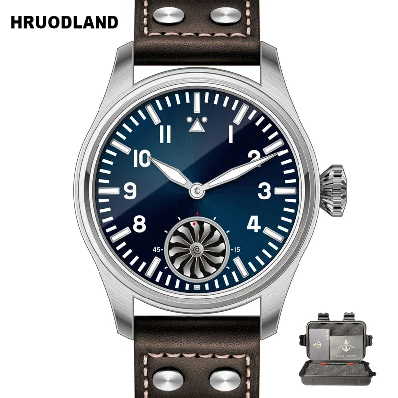 HRUODLAND Pilot Watch for Men BGW-9 Luminous Mechanical Wristwatch 316L Stainless Steel Sapphire Glass 10ATM Waterproof F016