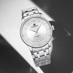 NAVIFORCE Men's Watch Classic Stainless Steel Strap 3ATM Waterproof Calendar Minimalist Dial Men's Chronograph Watch NF9272S