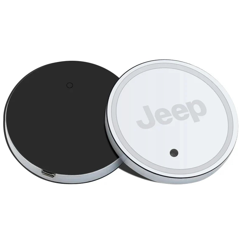 2Pcs LED Car Luminous Water Cup Pad Atmosphere Light Auto Accessories For Jeep Wrangler Renegade Compass Gladiator Cherokee Patr