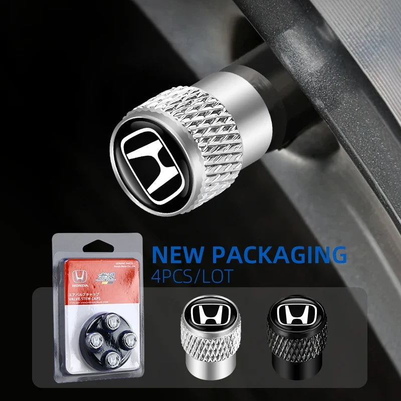 Car Tire Stem Valve Caps Aluminium Car Dustproof Caps Tire Wheel Stem Air Valve Caps For Honda Civic XR-V HR-V City Accord Jazz