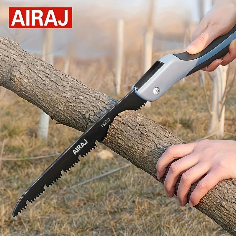 Sierra plegable AIRAJ para trabajar la madera, sierra de arco plegable multifunción para cortar madera, sierra afilada para acampar, jardín, podar árboles, herramientas manuales.