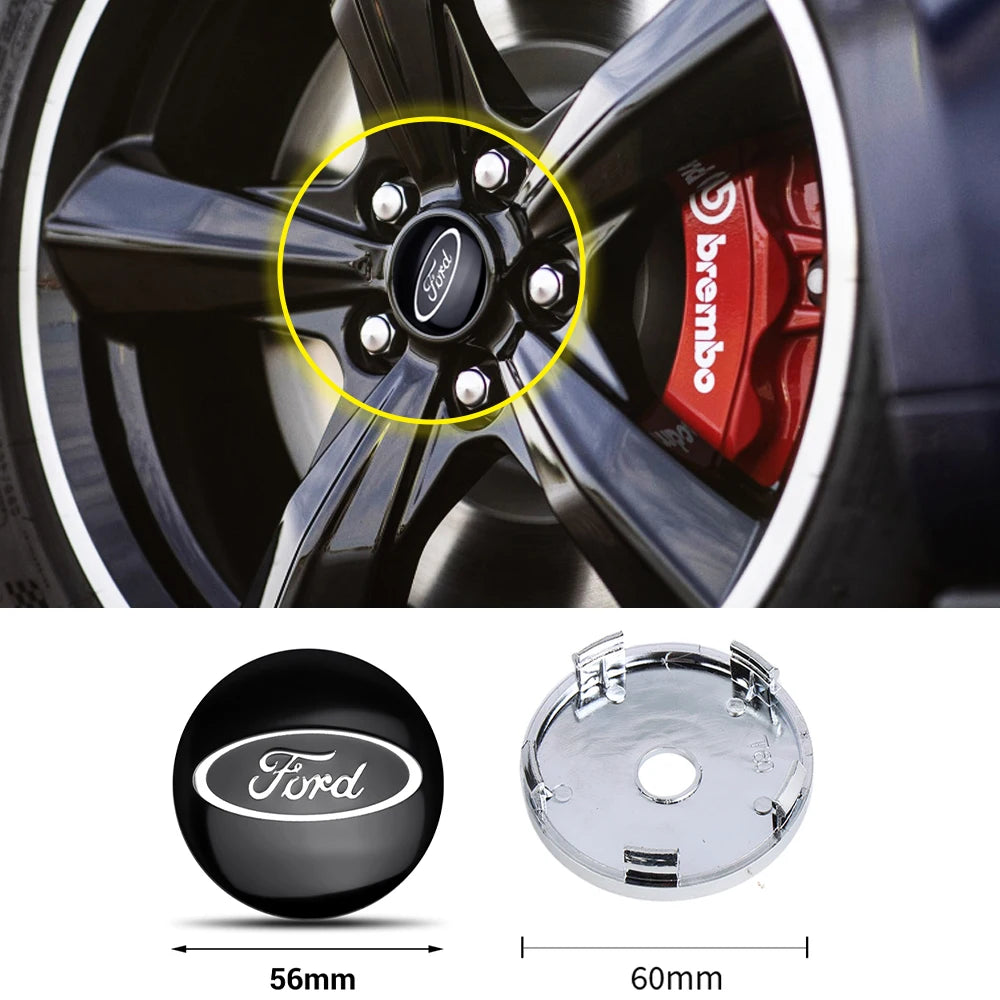 4Pcs 60MM Car Wheel Center Cover Hub Caps For Ford Fiesta Fusion Kuga Ranger Edge Mondeo Taurus Shelby Explorer Escape Mustang