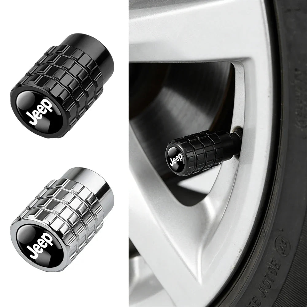 4Pcs Car Emblem Valve Cap Wheel Valves Dust Cover Tire Accessories For Jeep Wrangler Renegade Compass Gladiator Cherokee JL JK